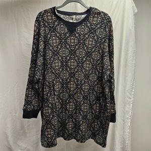 NWT free people intimates black long sleeve shirt dress small waffle Sierra crem